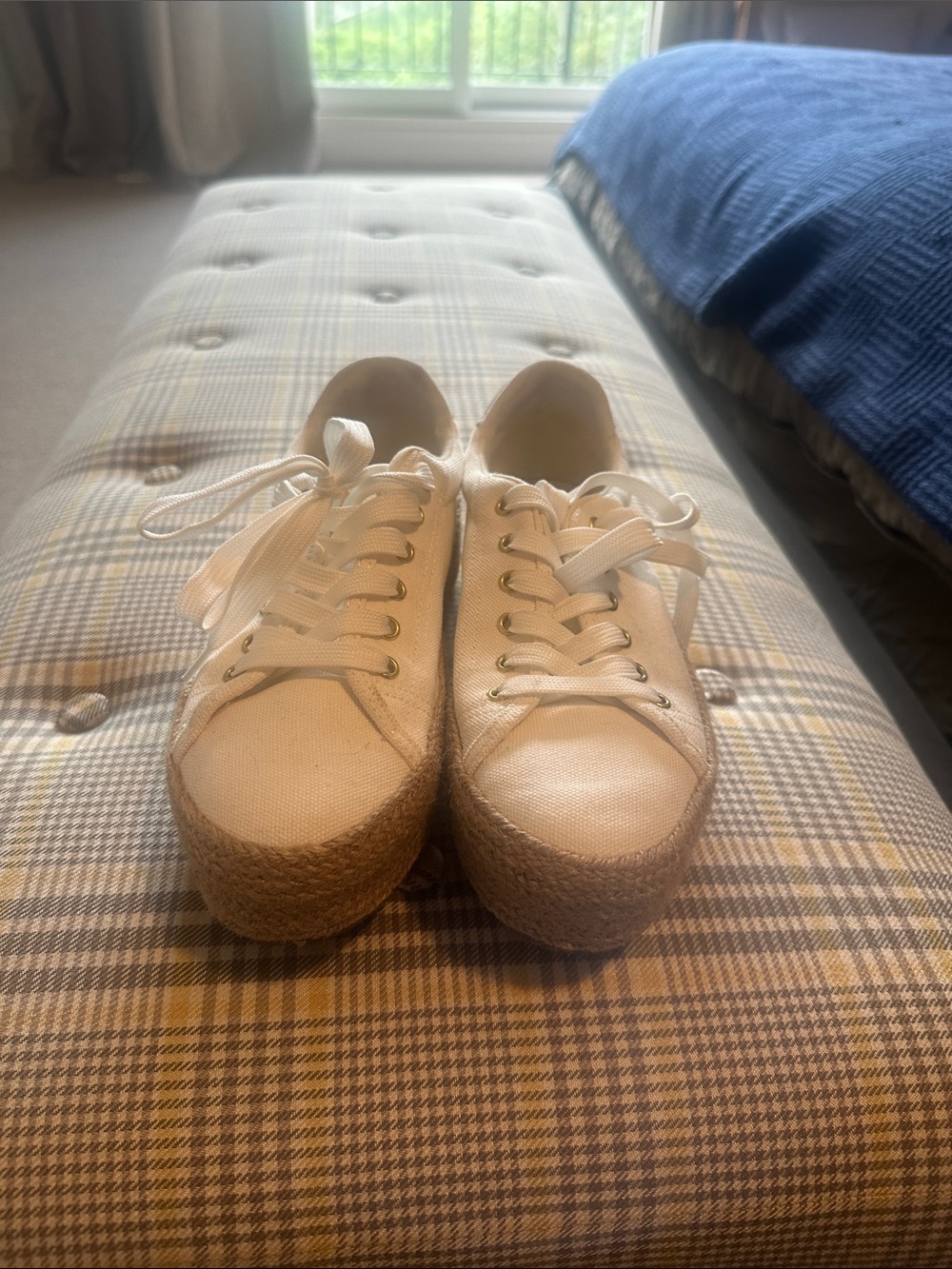 H&M Cream Canvas Platform Espadrille Sneakers